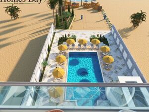 Specious One_bedroom apartment with a private beach .
