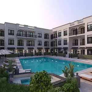 Pool view 2 bedroom apartment for sale in Almaza Suites